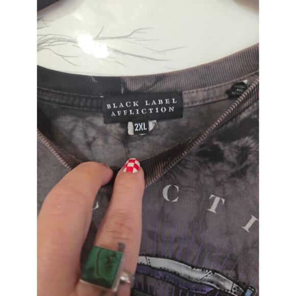 Affliction T-shirt Mortal Alchemy Buckle Mens Size 2XL Gray/Purple Stonewash - Picture 3 of 6